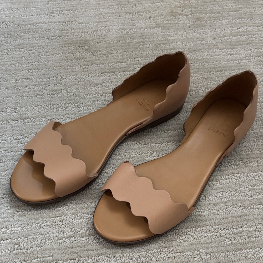 J. Crew Beige Scalloped Sandals